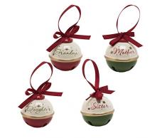 K&K Interiors 51283C Christbaumschmuck, Glocke, 7,6 cm, Rot/Weiß/Grün