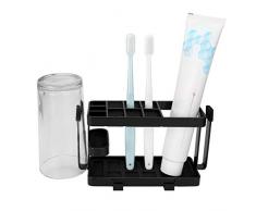 CozyCabin Zahnbürsten- und Becherhalter, stehend, Edelstahl, rostfrei, Badezimmer-Zahnbürste, Organizer für elektrische Zahnbürste, Rasierer, Zahnseide, Kämme schwarz