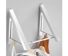 Uheng ausziehbarer Kleiderständer - wandmontierter faltbarer Kleiderbügel & Wäscheständer für Wäschezimmer, Schrank, Aufbewahrungsorganisation, Aluminium, für Badezimmer, Schlafzimmer, Balkon 2 Pack Clothes Rack With 15 Rod