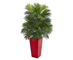 Nearly Natural Fast Natur Areca Palm Kunstpflanze in rot Übertopf