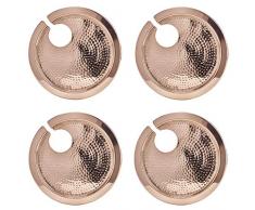 Old Dutch 5470HC Hammered Copper Wine Glass Holder, Set of 4 Buffet Plates, 9.75,