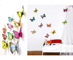 Walplus Wand Sticker 3D Bunter Schmetterling Abnehmbare Selbstklebend Wandkunst Aufkleber Vinyl Heim Dekoration DIY Wohnzimmer Schlafzimmer Büro Dekor Tapete Kinderzimmer Geschenk, Mehrfarbig