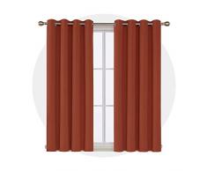 Deconovo Thermo-Isolierter Fenstervorhang mit Ösen, Verdunkelungsvorhang für Kinderzimmer, 132 x 160 cm, Orange / Rot