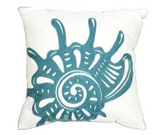 DECOPOW Bestickt Maritimes Dekor Kissen Bezüge, Quadratisch 45,7 cm Dekorativ Leinwand Kissen Bezug für nautischen Stil Deco durch 18X18 in Seagreen-Conch