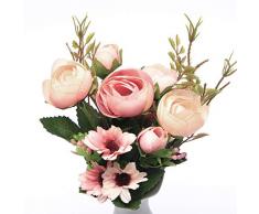 SimFre Künstliche Blumen, künstliche Perlen, Blumenstrauß für Zuhause, Garten, Party, Hochzeit, Dekoration und Tischdekoration, 3 Stück Rose