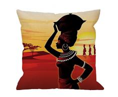 hgod Designs Überwurf Kissen Fall afrikanischen Frau Baumwolle Leinen Quadratisch Kissenbezug Standard Kissenbezug für Männer Frauen Kinder Home Dekorative Sofa Sessel Schlafzimmer Wohnzimmer 45,7 x 45,7 cm