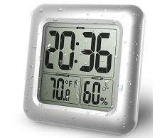 BALDR Badezimmeruhr, LCD-Display, wasserfest 6.6 x 2.3 x 6.6 inches Silber