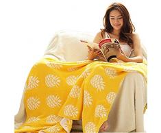 YOUSA Ananas Decke Strick Überwurf Decke, baumwolle, gelb, 35*43