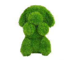 AniPlants Hund sitzend, Figur aus Kunstrasen, ca. 30 x 34 x 36 cm groß, wetterfest und formstabil, mit Ankern zur Befestigung, ideal als Deko für Garten und Haus, grün, 35 cm