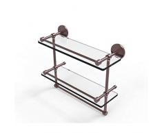 Allied Messing P1000–2 TB/16-gal-ca 40,6 cm Galerie Doppel Glas Regal mit Handtuchhalter Bar, Kupfer Antik