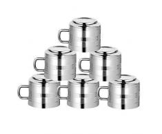 IndiaBigShop Kaffeetasse Espressotasse Doppelwandige Edelstahl-Teetassen, wiederverwendbar und spülmaschinenfest 6er-Set