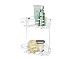 Wenko 22818100 Eckregal Classic Plus mit 2 Etagen in Stahl, Weiß, 28.5 x 17.5 x 33 cm