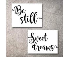 THINK! Designs Wanddeko, Schlafzimmer, Wohnzimmer, Heimkunst für Wände, Dekorationen, rustikale Zitate, Drucke, Sets auf gerahmtem Bauernhof, Küchenregal, Bohemianischer Familie, Schlafzimmer, Wanddekoration Antik 8x10 Sweet Dreams Be Still