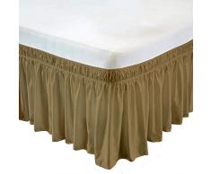 MD Home Deko- und Bett Rock – Drei Stoff Um Seiten Seidig Weich und Falten Free Classic Stylischen Look in Ihrem Schlafzimmer – Poly Baumwolle Elastic Staub Rüschen Full - 16 inch Taupe