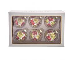 Kurt S. Adler Glaskugel, 80 mm, Rot/Grün/Silber, 6 Stück