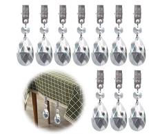 Glarks Tischdeckengewichte Set mit 10 Metallklammern, AB-Kristallglas, Tropfenform, Prismen-Anhänger, Tischdecke, Gewichte für Picknick, Tischdecke, Gewichte Vertikelt