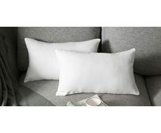 AngJi Dekorativer Überwurf Kissenbezug für Couch Kissenhülle Baumwolle quadratisch weich Bett Zimmer 18x18 Modern 12 x 20, 2 Packs weiß