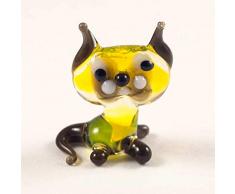 EE Glass Glasfigur, gelbe kleine Katze, mundgeblasen Kunst, Sammlerfiguren