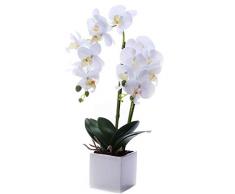 Leeman Künstlicher lebensecht Echt Touch Blumen Arrangement Phalaenopsis Bonsai Orchidee Miniascape Home Dekoration Urlaub Geschenk White 535