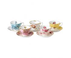 Royal Doulton 4.953–5.054,6 cm Teetasse und Untertasse, Mehrfarbig, 5-teilig