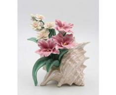 Cosmos Gifts 10178 Dekofigur Muschel mit Orchidee, Grün