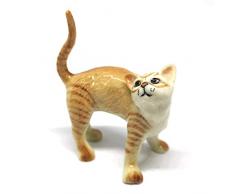 ZOOCRAFT Keramik-Figur Katzenfigur, dehnbar, braune Kätzchen, handbemalt, Miniatur