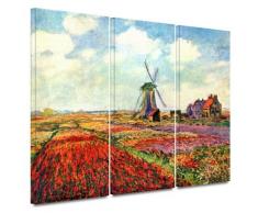 Artwall Kunstdruck auf Leinwand Windmühle 3-teilig 61 Leinwand Kunst von Claude Monet 24x54