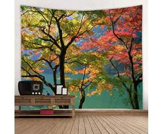 Stoff Wandteppich Dekoration Wandkunst Tischdecke Tagesdecke Picknickdecke Strandüberwurf Tapisserien bunt Schlafzimmer Flur Wohnzimmer 79x59 inches Lakeside Red Maple