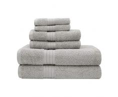 Baltic Linen Majestic 6-teiliges Handtuch-Set, schwere Baumwolle, 76 x 147 cm, 2 x 40 x 76 cm Handtücher und 2 x 33 cm Waschlappen 2 Bath Towels, 2 Hand Towels, 2 Washcloths Ice Grey
