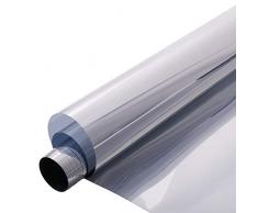 HOHOFILM Sichtschutzfolien, 45 x 200 cm, Einwegspiegel, reflektierend, für den Tag und die Privatsphäre, selbstklebend, Sonnenschutz, Hitzekontrolle, UV-Schutz, für Zuhause, Gebäude 17.7x78.7 silber