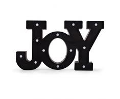 Adeco DN0020 Beleuchtetes Partyzelt Joy LED-Wortschild, batteriebetrieben, 41,9 x 24,1 x 5,1 cm, für Hochzeit, Geburtstag, Party, Weihnachten, Nachtlicht, Heimdekoration, Schwarz