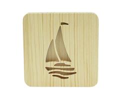 Kögler AmbiWood, LED Holzschnittlampe Segelschiff, Dekolampe aus Holz mit warmweißem Licht, mit USB-Stromkabel und Schalter, ca. 19 x 19 x 3 cm groß, für ein stimmungsvolles Ambiente, bunt