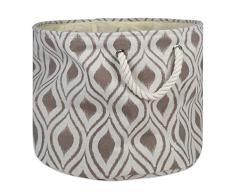 DII Faltbarer Polyester-Aufbewahrungskorb oder Abfalleimer mit langlebigen Baumwollgriffen, Organizer Lösung für Büro, Schlafzimmer, Schrank, Spielzeug, Wäsche Ikat Medium Round Stone