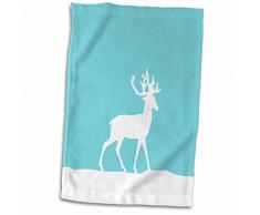 3D Rose Ice Blue Rentier im Schneewittchen Hirsch Silhouette auf Blaugrün Türkis Aqua für Weihnachten Handtuch Sport Handtuch 15 x 22