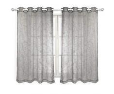 VOILYBIRD 2 Pack Leinen Strukturiert Semi Sheer Vorhänge 160 cm Länge für Schlafzimmer 213,4 cm Länge Drapes für Wohnzimmer 52 W x 63 L Grau
