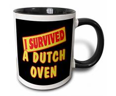 3dRose Ich noch ein Schmortopf Survial Stolz und Humor Design-Two Ton, schwarz, Becher, Keramik, Schwarz/Weiß, 10.16 cm x 7,62 x-Uhr