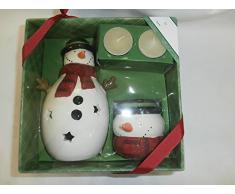 Holiday Time 4 Stück Urlaub Zeit Schneemann Set Teelichthalter