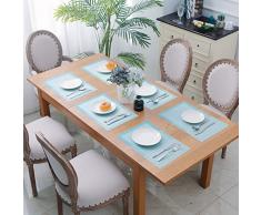 SUNSHINE FASHION Platzsets, Tischsets, Tisch-Sets Set von 6 Rutschfest Waschbar Platzmatten, hitzebeständig Küche Untersetzer für Esstisch Strip-Turq