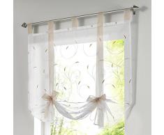 LivebyCare 1 Stück Blumen-Stickerei Raffgardine Raffgardine für Balkon Fenster Voile Schleife Vorhang, Polyester, Sand, W*H 80 * 140 cm/31 * 55 inch