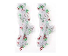 Nellies Treasures Weihnachtsgirlande, Lametta, Weihnachtsdekoration, Mistelzweig, Zuckerstangen, Schneeflocken und Ho-Ho-Ho-Ho-Ho, 4,6 m und 4,3 m 18 feet Ho Ho Ho White Garland