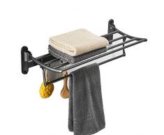 BESy Handtuchhalter mit Ölgummi, Bronze, für Badezimmer, Handtuchhalter mit faltbarem Handtuchhalter und Handtuchhaken, Wandmontage, multifunktional, doppelte Handtuchstangen