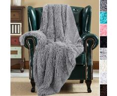 Joyfeel Shag mit Sherpa wendbare warme Überwurfdecke für Couch/Bett, Flauschige Fellüberwürfe, Foto-Requisiten Throw grau