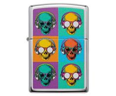 Zippo Skull in Glasses Design Feuerzeug, Messing, 5,83,81,2