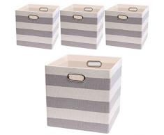 Posprica klappbar Cube Organisatoren, Cube Tonnen Boxen Korb Container Schubladen für Kindergärten, Büros, Schränken, Home Décor 13/4pcs Grey Stripes