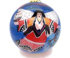 eJoyStore Ejoy Home and Holiday Shops Lawrence Vargas Weihnachtsengel auf Rückseite bemalt Glas Weihnachtsbaum Ornament NEU