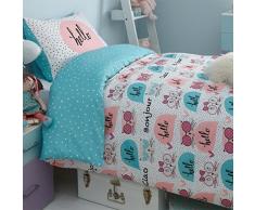 Dreamscene Kitty Bettwäsche mit Kissenbezug, weiß, Single