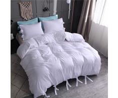 Argstar Bettwäsche-Set, Mikrofaser, Gewaschene Baumwolle, 2-teilig, Doppelbett-, 3-teilige Queen-, 3-teiliges King-Size-Bett Modern Tied Duvet Cover King weiß