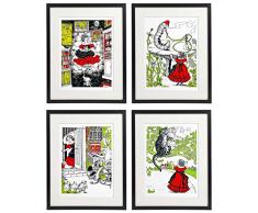 IDIOPIX Alice im Wunderland Kinderzimmer Kids Wall Art Prints Set von 4 ungerahmt Set No.1