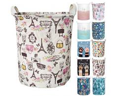 merdes wasserfest faltbar Wäschesammler, 39,9 cm × 50 cm Schmutzige Kleidung Wäschekorb, Bettwäsche Bin Lagerung Organizer für Toy Collection Paris