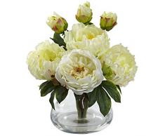 Nearly Natural Fast Natur 1400-wh Pfingstrose und Rose mit Vase, weiß